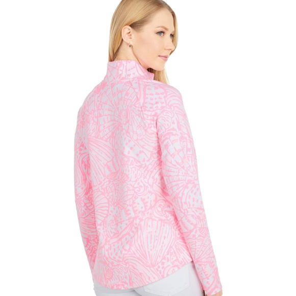 ⭐️🌟Lilly Pulitzer Pink Shells 1/4 Partial Zip Terry Sweatshirt Sz XS - Picture 3 of 13